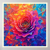 Low Poly Roos Bloei Abstracte Kunst Poster (Voorkant)