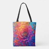 Low Poly Roos Bloei Abstracte Kunst Tote Bag (Achterkant)