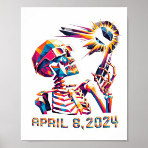 Low Poly Total Eclipse 8 april 2024 Skelet Poster