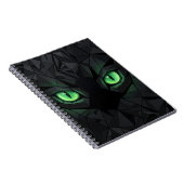 Low Poly Zwarte Kat met Smaragdgroene Ogen Notitieboek (Rechterzijde)