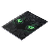 Low Poly Zwarte Kat met Smaragdgroene Ogen Notitieboek (Linkerzijde)