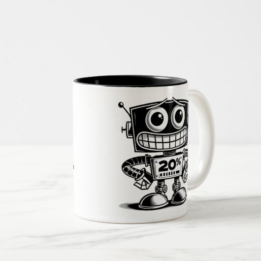 Low Power Robot – niet vandaag... Tweekleurige Koffiemok (Voorkant rechts)