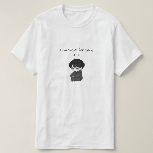 Low Social Battery Relatable Chibi Boy T-shirt (Design voorkant)