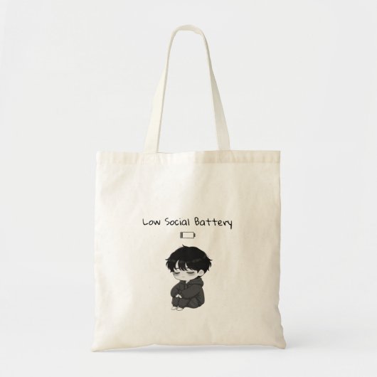 Low Social Battery Relatable Chibi Boy Tote Bag (Voorkant)