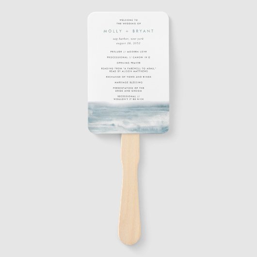 Low Tide Coastal Watercolor Wedding Program Handwaaier (Voorkant)