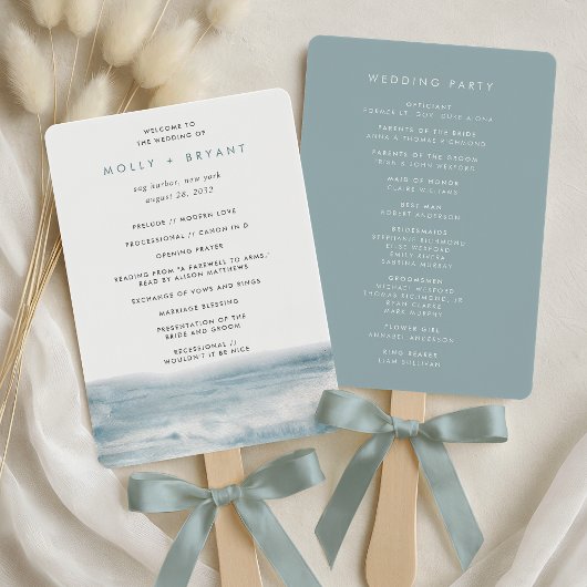 Low Tide Coastal Watercolor Wedding Program Handwaaier