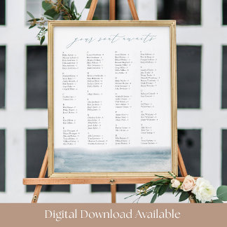 Low Tide Coastal Waterverf Ocean Seating Chart Poster