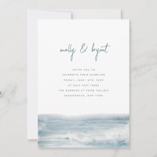 Low Tide Coastal Waterverf Script Wedding Kaart (Voorkant)