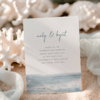 Low Tide Coastal Waterverf Script Wedding Kaart