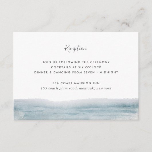 Low Tide Coastal Wedding Receptie Enclosure Kaart (Voorkant)