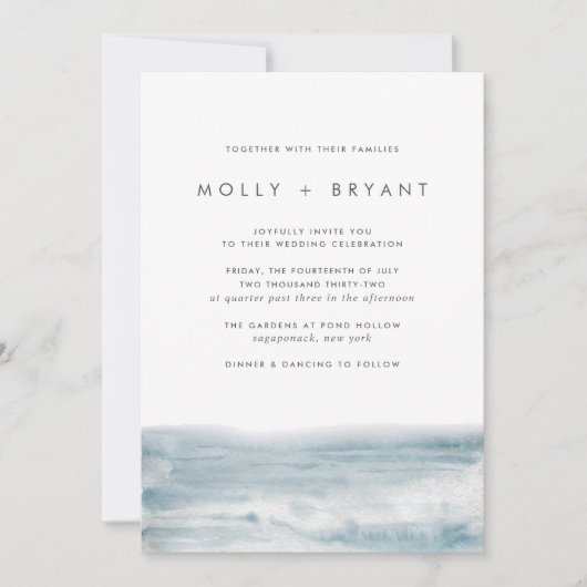 Low Tide Double Sided Modern Coastal Wedding Kaart (Voorkant)