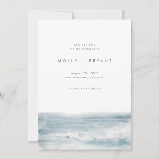 Low Tide Minimalistische Kustbruiloft Save The Date (Voorkant)