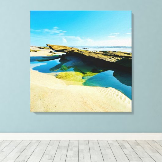 Low tide rocky ocean floor Canvas Afdruk (Insitu (Houten vloer))