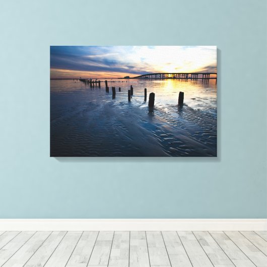 Low Tide Sunset - Mississippi Golfkust Canvas Afdruk (Insitu (Houten vloer))