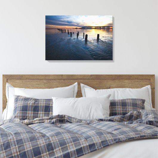 Low Tide Sunset - Mississippi Golfkust Canvas Afdruk (Insitu (Slaapkamer))