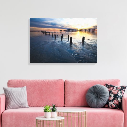 Low Tide Sunset - Mississippi Golfkust Canvas Afdruk (Insitu (Woonkamer))