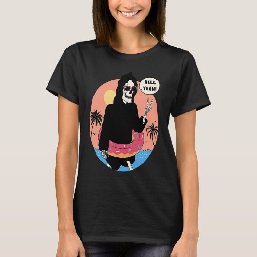 Lowbrow art Macabre Style Grim Reaper Beach T-shirt (Voorkant)