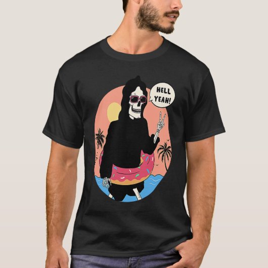 Lowbrow art Macabre Style Grim Reaper Beach T-shirt (Voorkant)