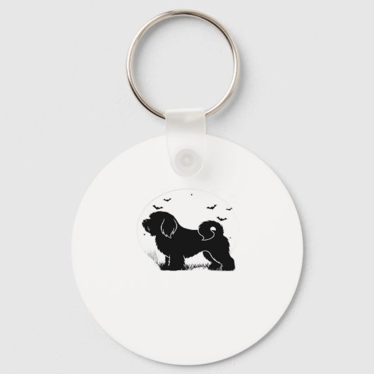 Lowchen Dog � Halloween Moon Silhouette Classic T- Sleutelhanger (Voorkant)