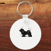 Lowchen Dog � Halloween Moon Silhouette Classic T- Sleutelhanger (Voorkant)