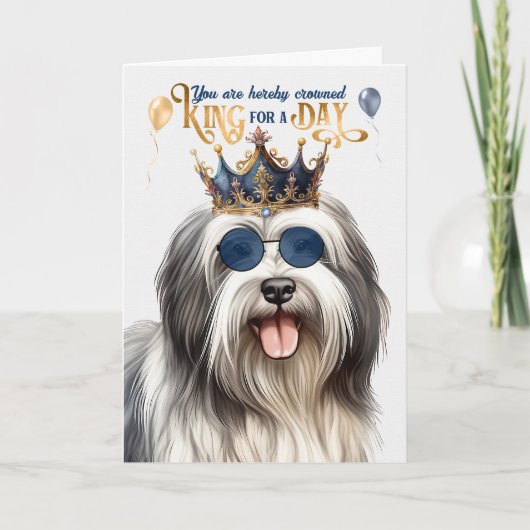 Lowchen Dog King voor Dag Grappige Verjaardag Kaart (Voorkant)