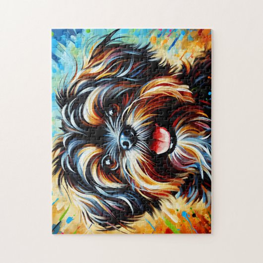 Lowchen Dog Portrait Acryl Art Print Hondenliefheb Legpuzzel (Verticaal)