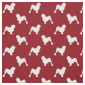 Lowchen Dog Silhouettes Red en White Patterned Stof (Swatch)