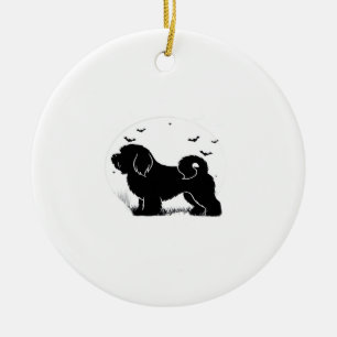 Lowchen-hond � Halloween-maan Silhouette Klassiek  Keramisch Ornament