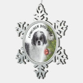 Lowchen-hond Moeder Tin Sneeuwvlok Ornament (Rechts)