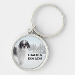 Lowchen-hond-moeder-winterscène Sleutelhanger