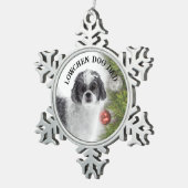 Lowchen Hond Vader Tin Sneeuwvlok Ornament (Rechts)