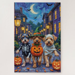 Lowchen-honden gaan langs voor trick-or-treat Hall Legpuzzel