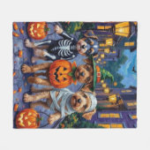 Lowchen Honden Trick-or-Treating Halloween Kostuum Fleece Deken (Voorkant (Horizontaal))