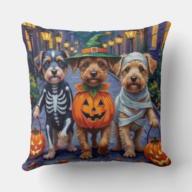 Lowchen Honden Trick-or-Treating Halloween Kostuum Kussen (Achterkant)