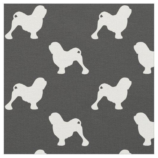 Lowchen Hondenras Silhouettes Patterned Stof (Close Up)
