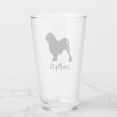 Lowchen hondensilhouet gepersonaliseerd Drink glas (Achterkant)