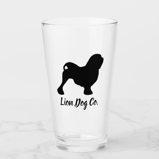 Lowchen hondensilhouet gepersonaliseerd Drink glas (Voorkant)