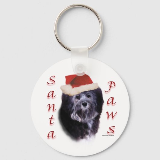 Lowchen Santa Paws Sleutelhanger (Voorkant)