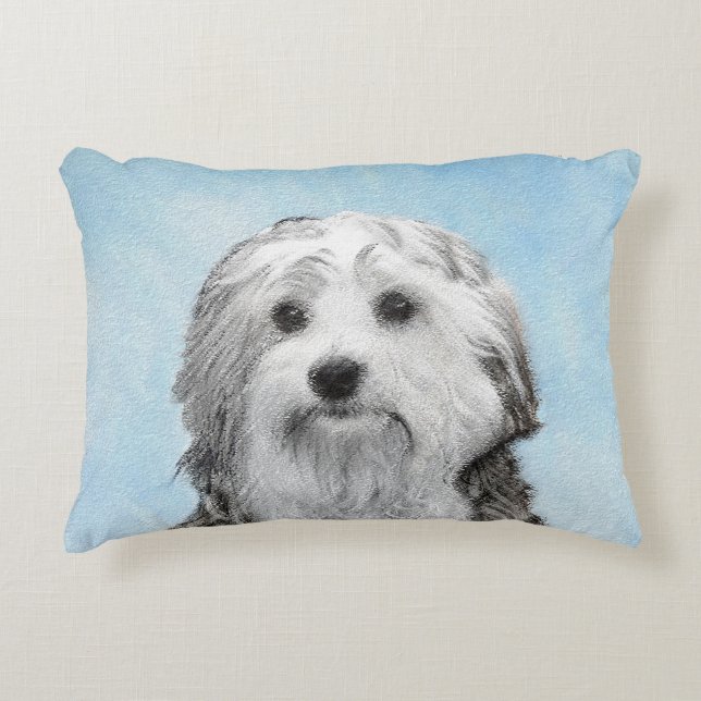 Lowchen schilderen - Kute Original Dog Art Accent Kussen (Voorkant)