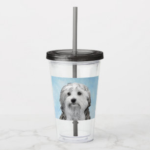 Lowchen schilderen - Kute Original Dog Art Acryl Drinkbeker