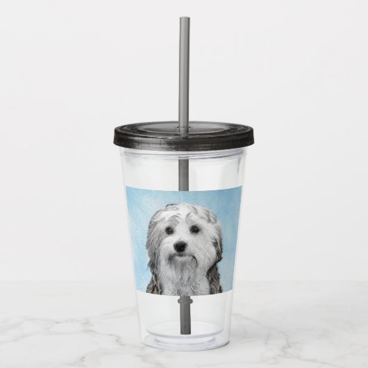 Lowchen schilderen - Kute Original Dog Art Acryl Drinkbeker (Voorkant)