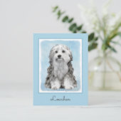 Lowchen schilderen - Kute Original Dog Art Briefkaart (Staand voorkant)