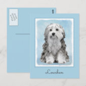 Lowchen schilderen - Kute Original Dog Art Briefkaart (Voorkant / Achterkant)