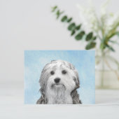 Lowchen schilderen - Kute Original Dog Art Briefkaart (Staand voorkant)