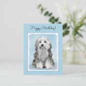 Lowchen schilderen - Kute Original Dog Art Briefkaart (Staand voorkant)