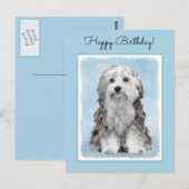 Lowchen schilderen - Kute Original Dog Art Briefkaart (Voorkant / Achterkant)