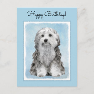 Lowchen schilderen - Kute Original Dog Art Briefkaart