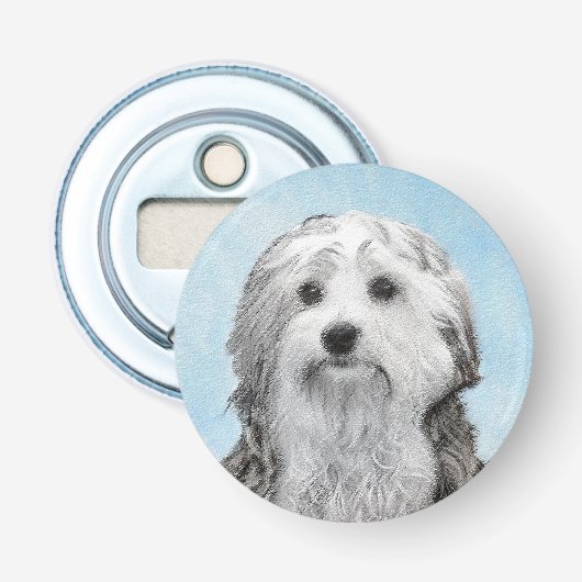 Lowchen schilderen - Kute Original Dog Art Button Flesopener (Voorkant)