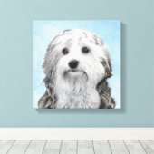 Lowchen schilderen - Kute Original Dog Art Canvas Afdruk (Insitu (Houten vloer))