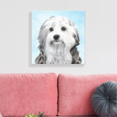 Lowchen schilderen - Kute Original Dog Art Canvas Afdruk (Insitu (Woonkamer))